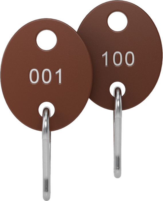 McMaster 1333A22 Numbered Key Tag, Pack of 100, Oval Brown, Numbers 001-100