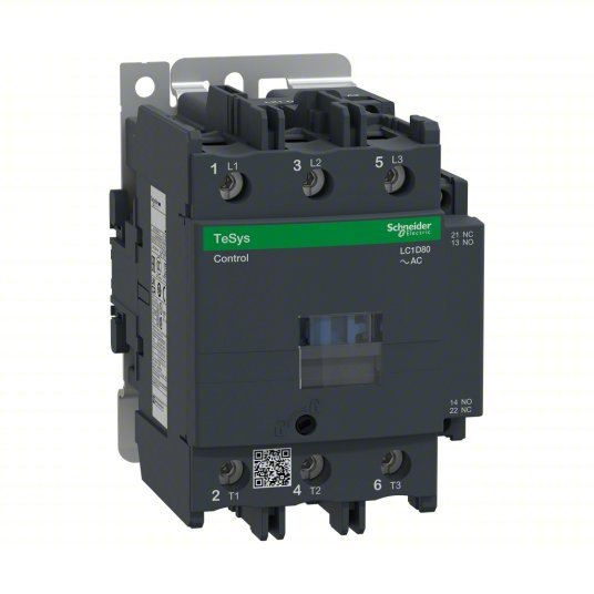 Schneider LC1D80T6 IEC Magnetic Contactor Non - Reversing, 3 Poles, 80 A, 480V AC Coil, 1NO/1NC - KVM Tools Inc.KV2MMU4