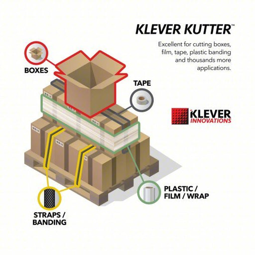 Klever KCJ - 1R Safety Cutter 4 5/8 in Overall Lg, Contoured Handle, Textured, Steel, Red, 10 PK - KVM Tools Inc.KV3ZGL3