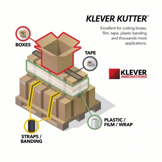 Klever KCJ - 1R Safety Cutter 4 5/8 in Overall Lg, Contoured Handle, Textured, Steel, Red, 10 PK - KVM Tools Inc.KV3ZGL3