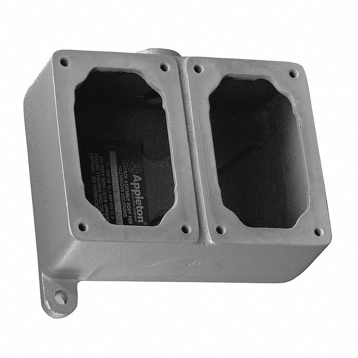 Appleton Electric EFDC275-NL-Q Mounting Body, 2 Gangs, Malleable Iron, 3/4 in Hub, Feed-Through, Rectangular