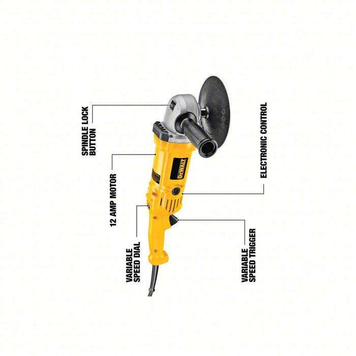 DeWalt DWP849 Corded Polisher Random Orbital, 7 in Backing Pad, 7 to 9 in Compatible, Threaded Shank, 0 - KVM Tools Inc.KV13J066
