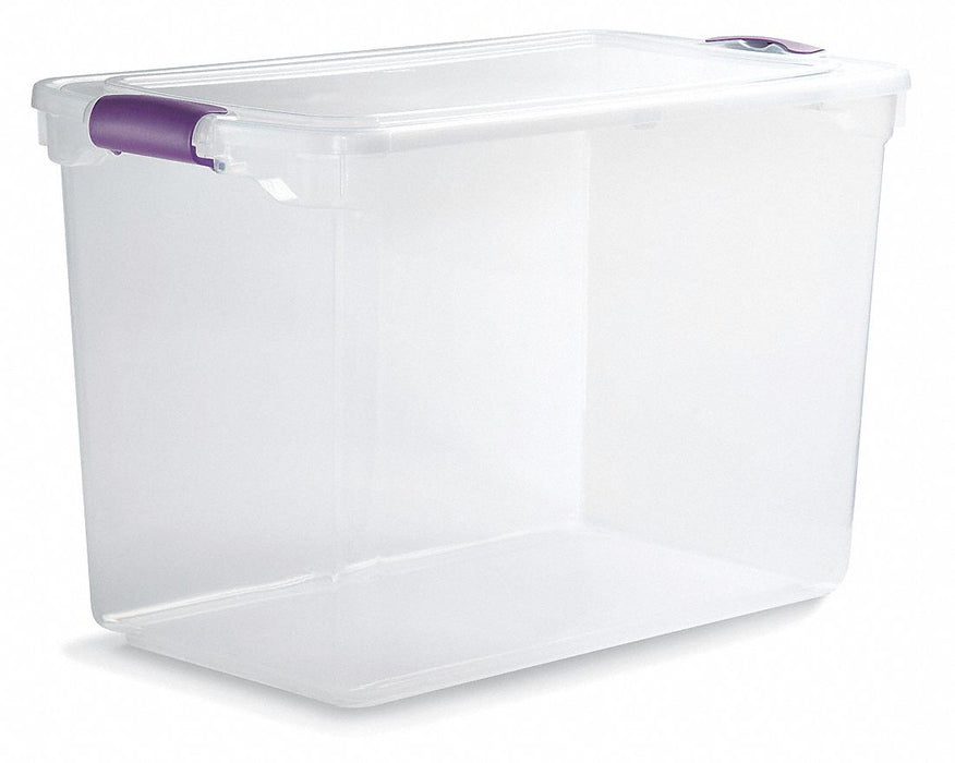 Homz 3450GRPRCL.06 Stackable Storage Tote with Lid, 28 gal, 28-3/4 x 16 x 18-1/4 in, Clear, Polypropylene