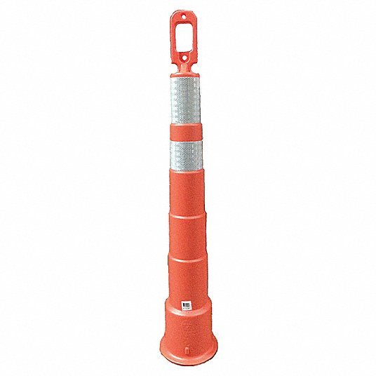 KVM Tools 03 - 750 - 6EG Trim Line Channelizer Looper Top, 4 Reflective Stripes, 6 in, 49 3/4 in Ht, Orange, Engineer - KVM Tools Inc.KV13P888