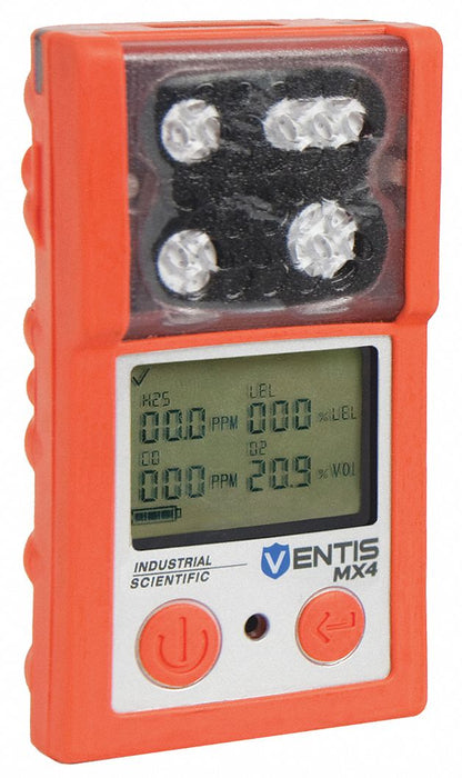 Industrial Scientific VTS-K1234101101 Multi-Gas Detector, Carbon Monoxide/Hydrogen Sulfide/LEL/Oxygen, 4 Sensors