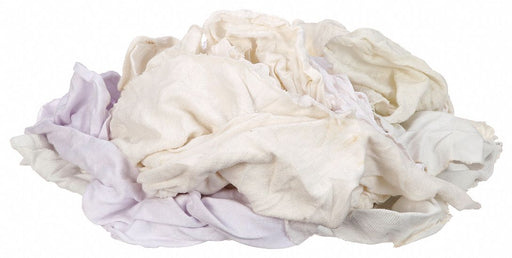 Approved Vendor 340-10N Cleaning Rags, T-Shirt, Reclaimed, White, 10 lb Wt, 1 EA