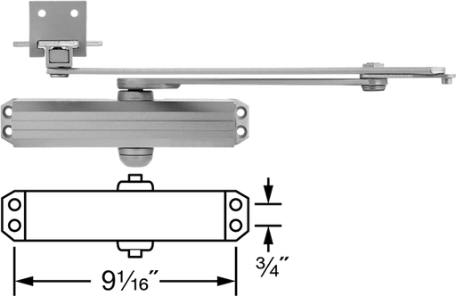 McMaster Norton 1475A721 Norton High - Traffic Door Closer UNI 1601, 42" - 48" Interior Door Width, Hold Open, Finish Gray - KVM Tools Inc.KV1475A721