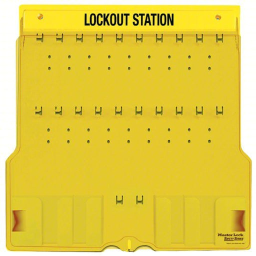 Master Lock 1484B Lockout Station, Unfilled, Holds 20 Padlocks, 22 in x 22 in, Includes Translucent Lockable Cover - KVM Tools Inc.KV2CJK7
