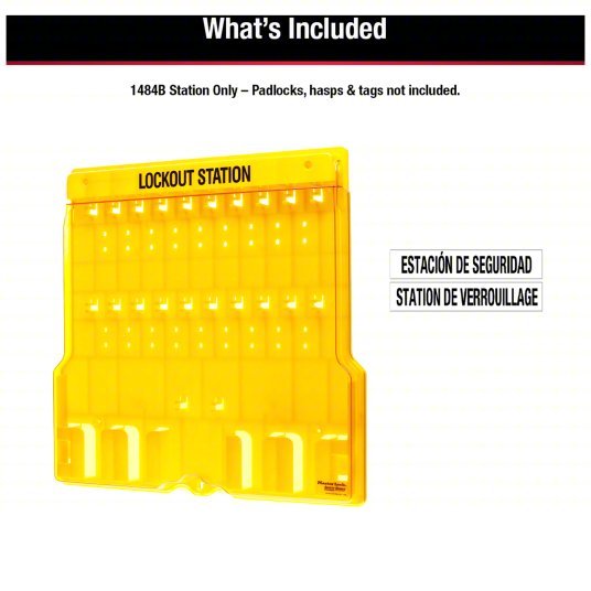 Master Lock 1484B Lockout Station, Unfilled, Holds 20 Padlocks, 22 in x 22 in, Includes Translucent Lockable Cover - KVM Tools Inc.KV2CJK7