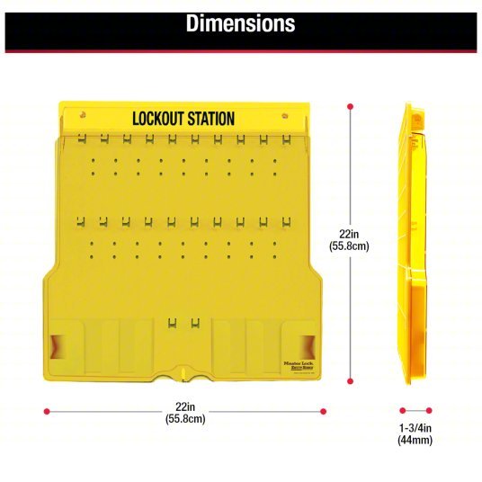 Master Lock 1484B Lockout Station, Unfilled, Holds 20 Padlocks, 22 in x 22 in, Includes Translucent Lockable Cover - KVM Tools Inc.KV2CJK7