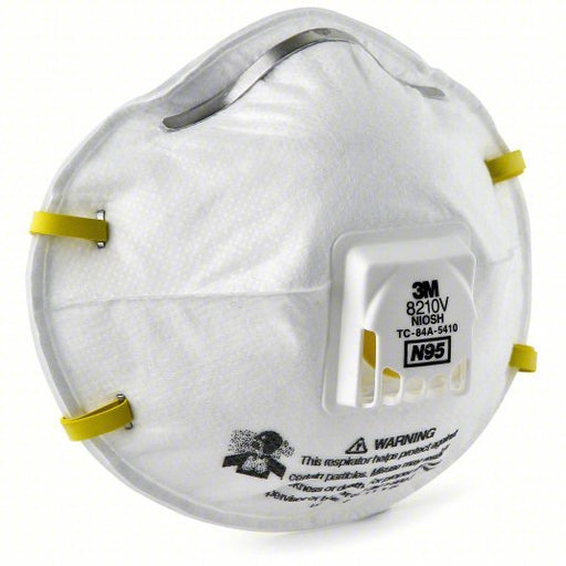 3M 8210V Disposable Respirator Dual, Non - Adj, Metal Nose Clip, Std, White, Universal Mask Size, 10 PK - KVM Tools Inc.KV14F203