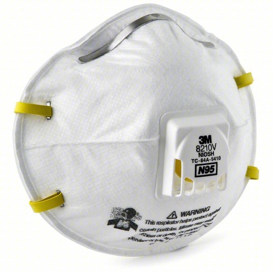 3M 8210V Disposable Respirator Dual, Non - Adj, Metal Nose Clip, Std, White, Universal Mask Size, 10 PK - KVM Tools Inc.KV14F203