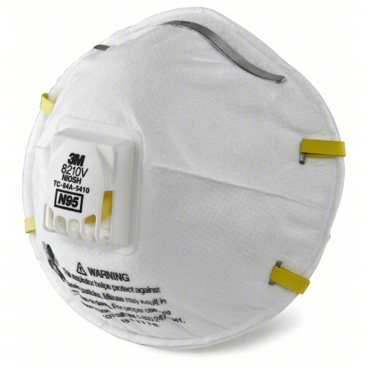 3M 8210V Disposable Respirator Dual, Non - Adj, Metal Nose Clip, Std, White, Universal Mask Size, 10 PK - KVM Tools Inc.KV14F203