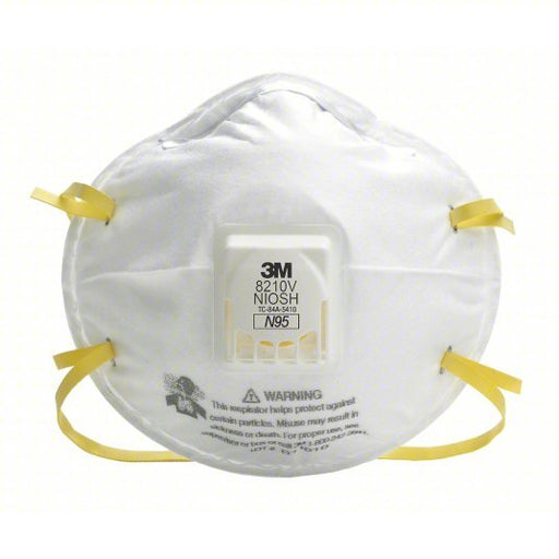 3M 8210V Disposable Respirator Dual, Non - Adj, Metal Nose Clip, Std, White, Universal Mask Size, 10 PK - KVM Tools Inc.KV14F203