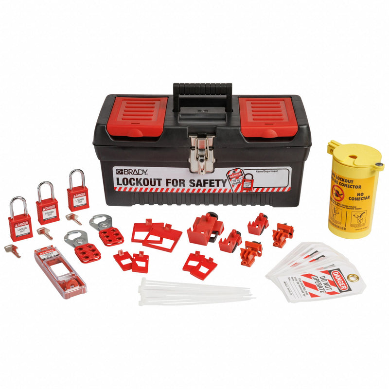 Brady 153670 Lockout Kit, Keyed Different Padlocks, For 120/277V/480/600V Volt, Black