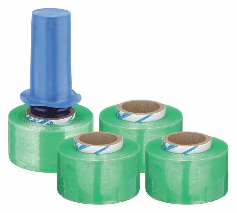 Goodwrappers KV15A857 Stretch Wrap, 60 ga Gauge, 2 in Overall Wd, 1,000 ft Overall Lg, Light Green, 4 PK