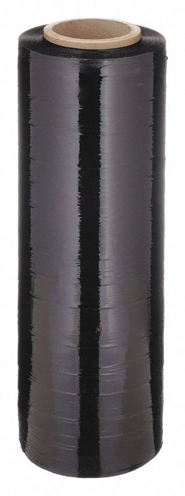 Approved Vendor KV15C005 Hand Stretch Wrap, 80 ga, Black Opaque, 18 in W x 1,500 ft, LLDPE, 3 in Core
