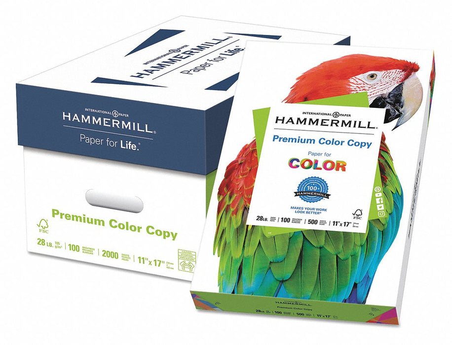 Hammermill HAM102541 Multipurpose Paper, Tabloid 11 x 17 in, 28 lb, 100 Brightness, Photo White, Matte, 500 PK
