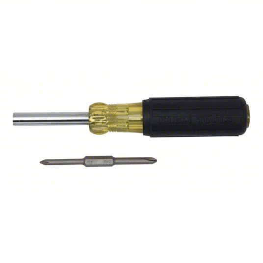 Klein 32559 Multi - Bit Screwdriver #1/1/4 in/#2/3/16 in/5/16 in Tip Size, 4 Tips, 9 in Overall Lg - KVM Tools Inc.KV15W143