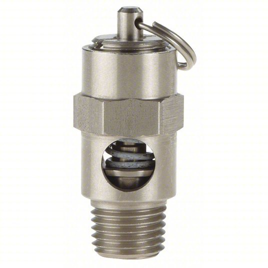 Conrader SRV250 - V - SS - 200 Air Safety Valve Soft Seat, 1/4 in (M)NPT Inlet (In.), 200 psi Preset Setting (PSI), Viton - KVM Tools Inc.KV15X869