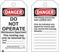 Brady 66054 Danger Tag, Danger, Danger Do Not Operate, Polyester, Date/Name/Remarks, Write-On Surface, Tag