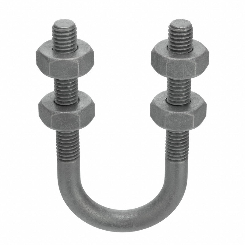 Approved Vendor U17274.037.0100 Standard U-Bolt, 3/8"-16 Thread Size, For Pipe Size 1 in, 3 7/16 in Inside Ht, Steel