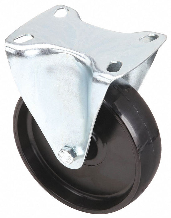 Approved Vendor TFSV 100 BN0S Plate Caster, Rigid, No Brake, Nylon, 4 in Wheel Dia, 1 1/4 in Wheel Wd, Slot, Plain