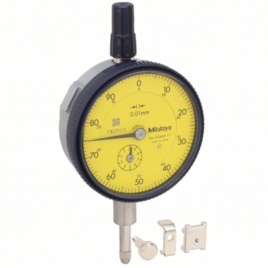 Mitutoyo 2046A - 11 Dial Indicator Lug Back 0 to 10 mm Range, Continuous Reading, 0 - 100 Dial Reading, AGD 2 - KVM Tools Inc.KV16X231