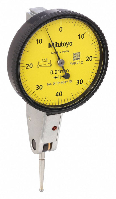 Mitutoyo 513-404-10E Horizontal Dial Test Indicator: 0 mm to 0.8 mm, Horizontal, Metric, 8um