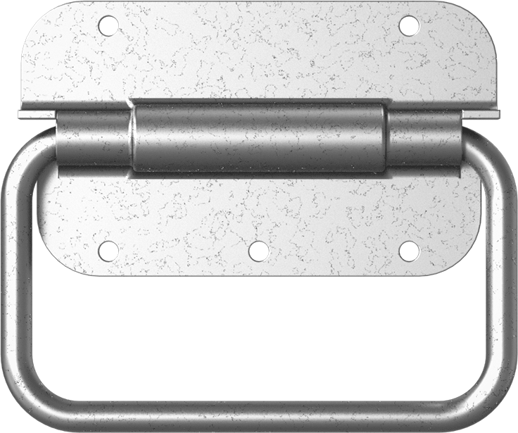 McMaster 1856A71 Folding Round Pull Handle with Mount Plate, Spring-Loaded, Dull 300 Stainless Steel, 4-1/2" Wide Handle