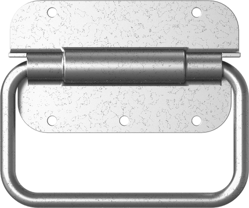 McMaster 1856A71 Folding Round Pull Handle with Mount Plate, Spring-Loaded, Dull 300 Stainless Steel, 4-1/2" Wide Handle