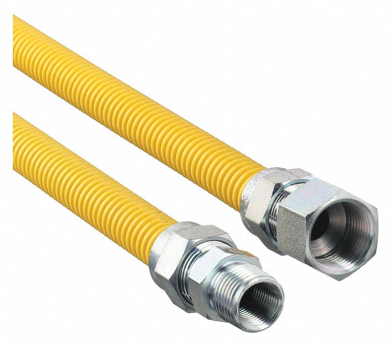 Dormont 20C-3132-60 Gas Connector, 3/8 in ID x 5 ft, 304 Stainless Steel, 1/2 in FNPT x 1/2 in FNPT, Yellow, 53,200 BTU