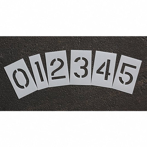 RAE STL - 116 - 8030 Pavement Stencil 0 to 9/Blanks, 3 in Character Ht, 2 in Character Wd, Polyethylene - KVM Tools Inc.KV18E689