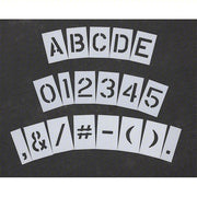 RAE STL - 108 - 8108 Pavement Stencil 0 to 9/A to Z/Punctuation, 10 in Character Ht, 6 in Character Wd, Polyethylene - KVM Tools Inc.KV18E719
