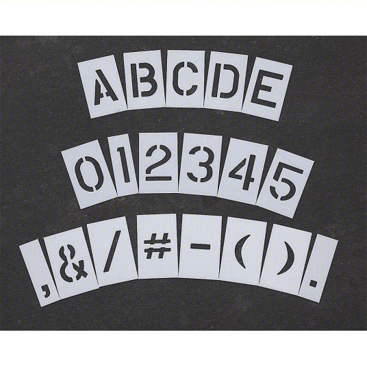 RAE STL - 108 - 8108 Pavement Stencil 0 to 9/A to Z/Punctuation, 10 in Character Ht, 6 in Character Wd, Polyethylene - KVM Tools Inc.KV18E719