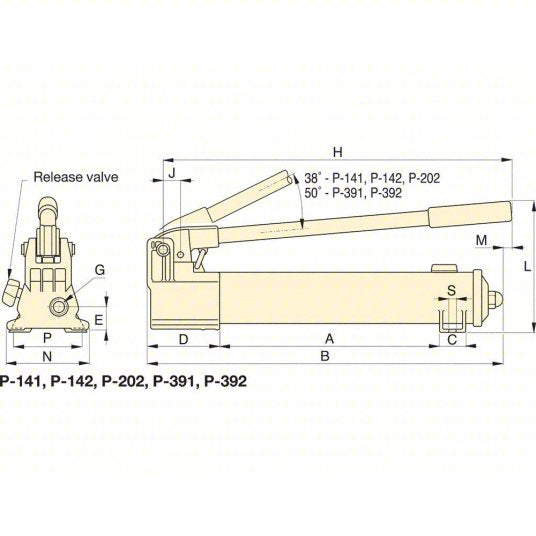 Enerpac P391 Hydraulic Hand Pump 2 Stages, Single Acting, 10,000 psi Max. Pressure 1st Stage, Steel