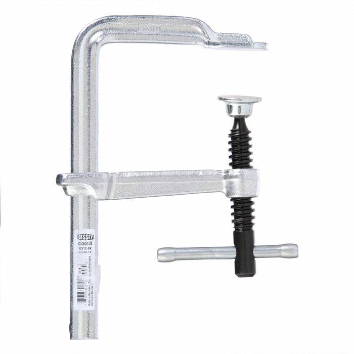 Bessey GS12-8K Bar Clamp, F-Style, ClassiX Standard Pad, Light Duty, 4 in Jaw Opening, 550 lb Clamping Force, Sliding T Handle