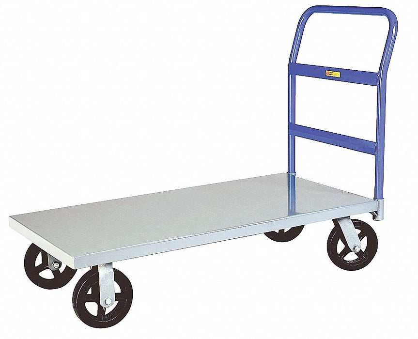 Little Giant NBB-3672-6MR Platform Truck, 2,000 lb, 72 in L x 36 in W x 9 in H Deck, Solid, 12 ga Steel, Rubber Casters