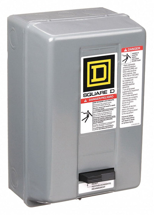 Square D 8536SCG1V02 Magnetic Motor Starter, Non-Reversing, 2 Poles, NEMA Size 1, 27 A, 120V AC Coil