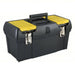 Stanley 019151M Tool Box 19 3/16 in W 10 3/16 in D 9 13/16 in H, Plastic, Black, Hinged Lid, Padlock - KVM Tools Inc.KV19YU44