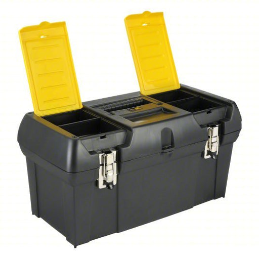 Stanley 019151M Tool Box 19 3/16 in W 10 3/16 in D 9 13/16 in H, Plastic, Black, Hinged Lid, Padlock - KVM Tools Inc.KV19YU44
