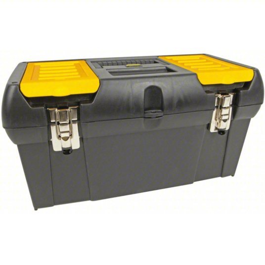 Stanley 019151M Tool Box 19 3/16 in W 10 3/16 in D 9 13/16 in H, Plastic, Black, Hinged Lid, Padlock - KVM Tools Inc.KV19YU44