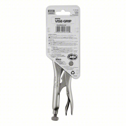 Irwin 7WR Locking Plier Curved, Lever, 1 1/2 in Max Jaw Opening, 7 in Overall Lg, 1 1/4 in Jaw Lg, Plain Grip - KVM Tools Inc.KV1A420