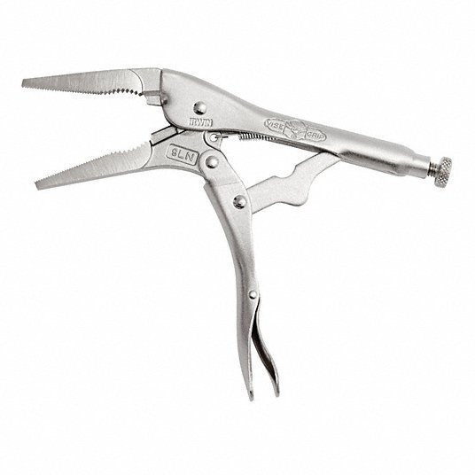 Irwin 9LN Locking Plier Long Nose, Lever, 2 3/4 in Max Jaw Opening, 9 in Overall Lg, 2 1/8 in Jaw Lg - KVM Tools Inc.KV1A423
