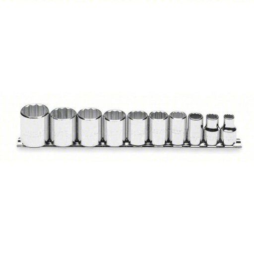 Proto J52118 Socket Set 3/8 in Drive Size, 10 Pieces, 5/16 in to 7/8 in Socket Size Range, (10) 12 - Point - KVM Tools Inc.KV1AC77