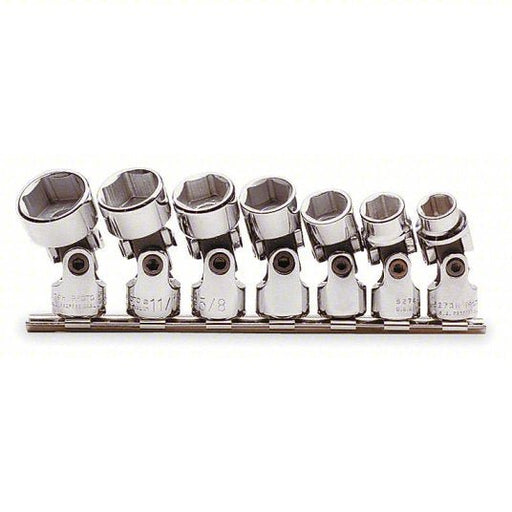 Proto J52100 Socket Set 3/8 in Drive Size, 7 Pieces, 3/8 in to 3/4 in Socket Size Range, (7) 6-Point, Rail - KVM Tools Inc.KV1AC83