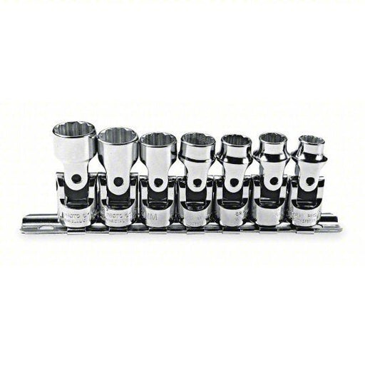 Proto J52200 Socket Set 3/8 in Drive Size, 7 Pieces, 9 mm to 15 mm Socket Size Range, Chrome - KVM Tools Inc.KV1AC86
