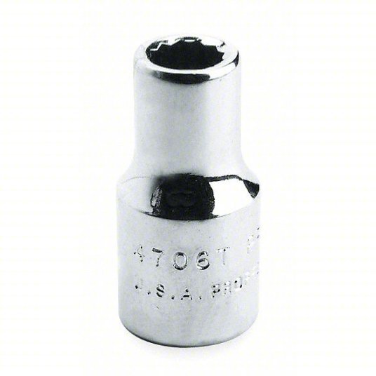 Proto J5414 Socket 1/2 in Drive Size, 7/16 in Socket Size, 12 - Point, Std, Chrome - KVM Tools Inc.KV429R20