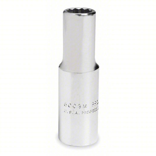 Proto J5313M Socket 1/2 in Drive Size, 13 mm Socket Size, 12 - Point, Deep, Chrome - KVM Tools Inc.KV429P58