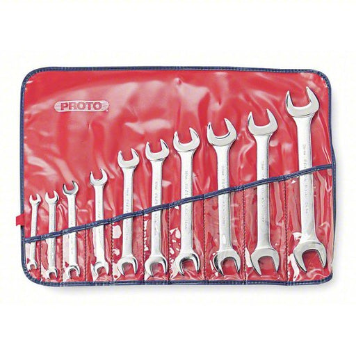 Proto J30000A Open End Wrench Set Alloy Steel, Satin, 10 Tools, 6 mm to 26 mm Range of Head Sizes - KVM Tools Inc.KV1AKT1